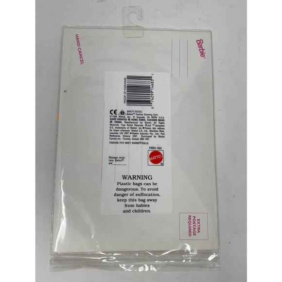 Vintage 1995 Barbie HAPPY EASTER Fashion Greeting Card PINK EGG Dress - Picture 4 of 4